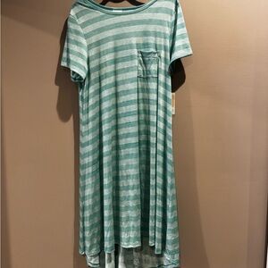 LuLaRoe Teal and White Chevron Dress